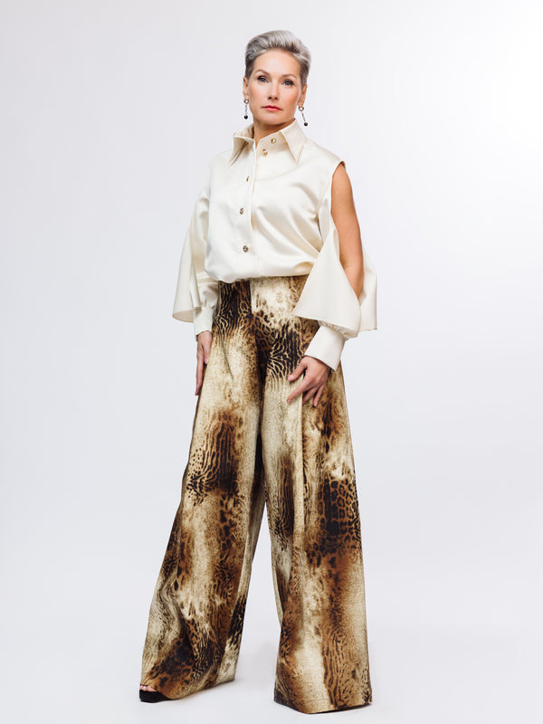 LEOPARD PRINT STRETCH TROUSERS